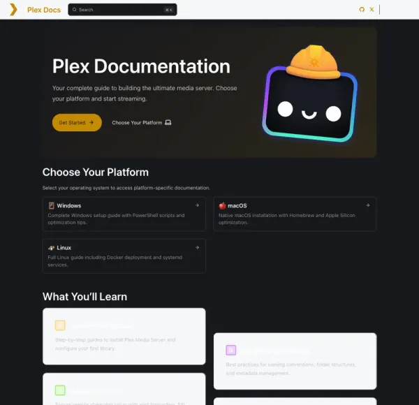 Preview of Plex Documentation Site