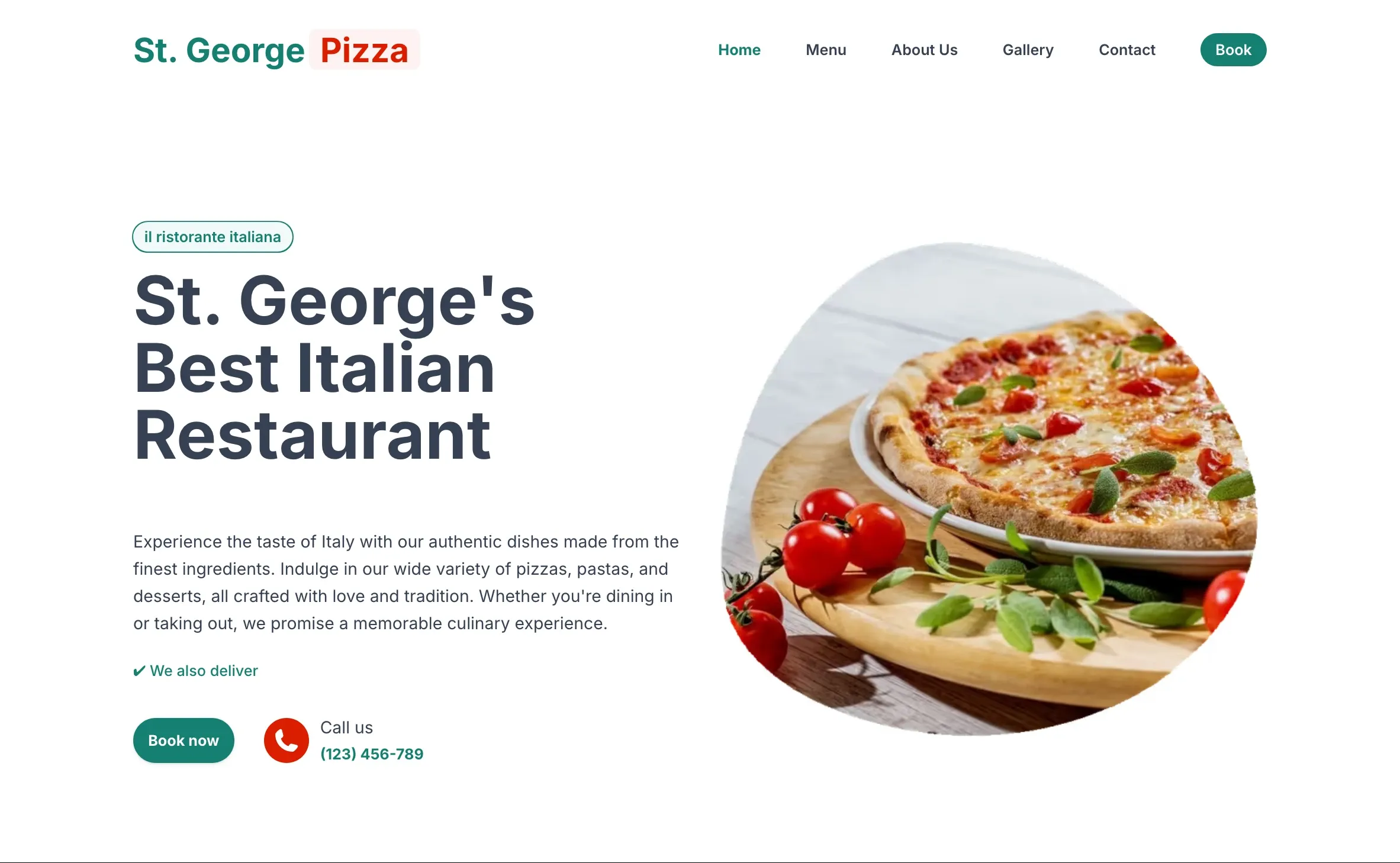 A screenshot of https://stgeorge-pizza.vercel.app/